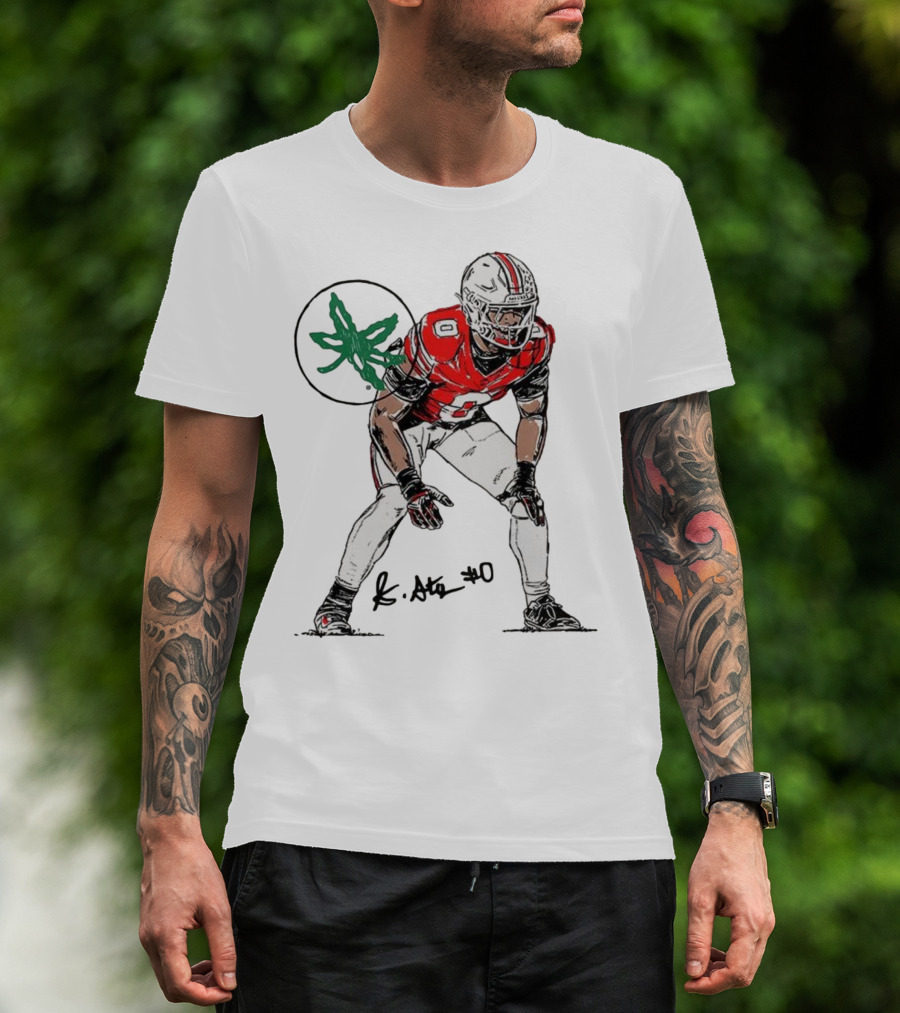 Sonny Styles Ohio State Buckeyes Football Number 0 Player With Signature And Leaf Symbol T-Shirt