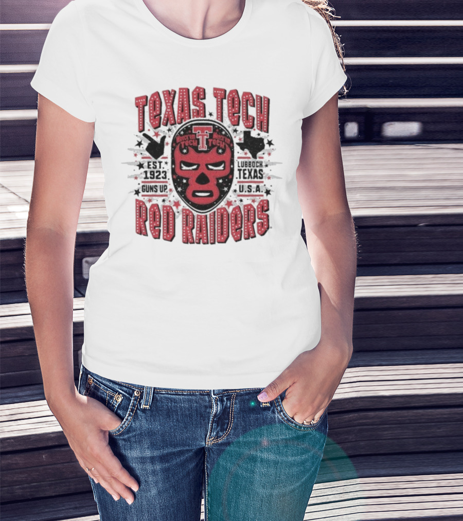 Texas Tech Red Raiders Lubbock Texas USA Luchador Mask Guns Up Est 1923 Iconic Symbol T-Shirt