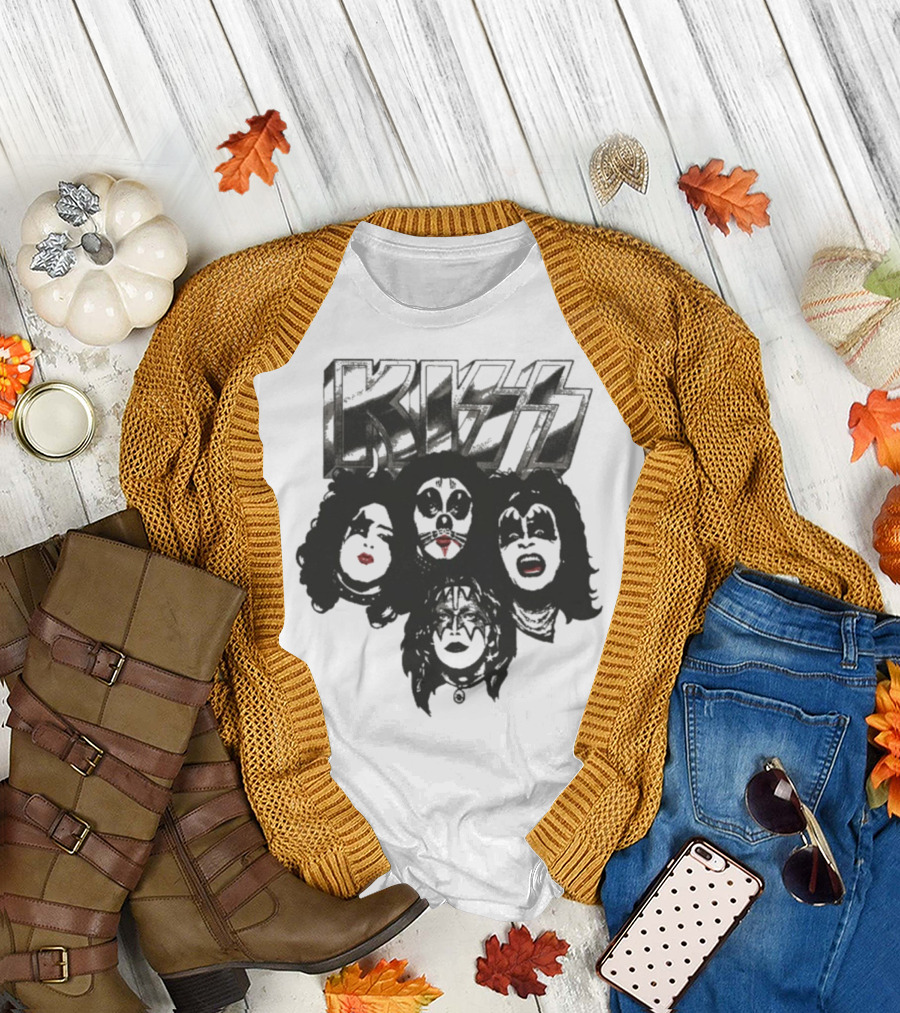 KISS 50th Anniversary Band Member Faces And Logo T-Shirt