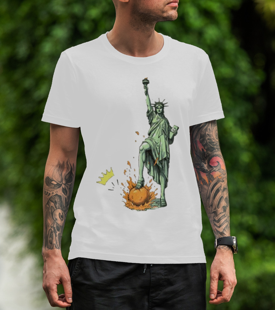 No Kings In America Statue Of Liberty Crown Orange Anti Trump Vintage T-Shirt