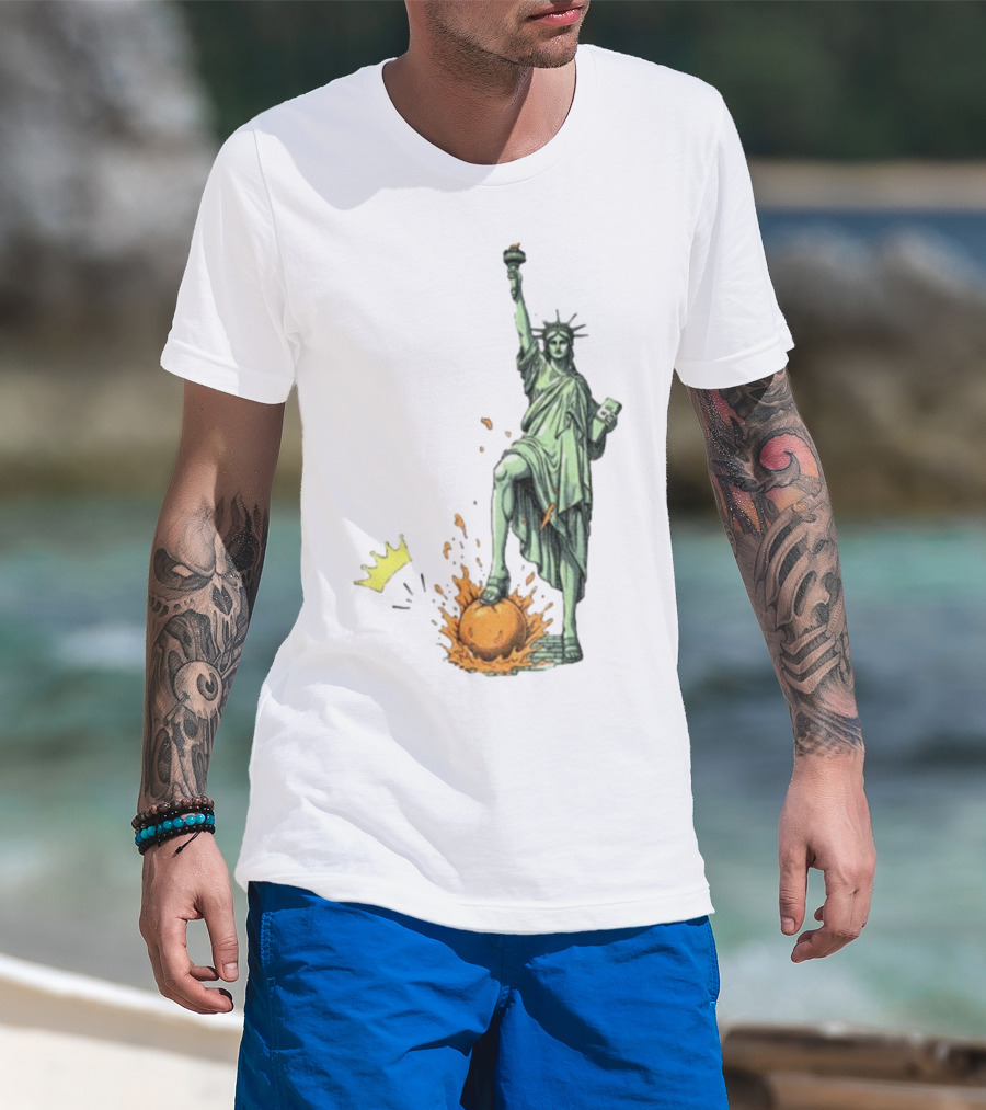 No Kings In America Statue Of Liberty Crown Orange Anti Trump Vintage T-Shirt