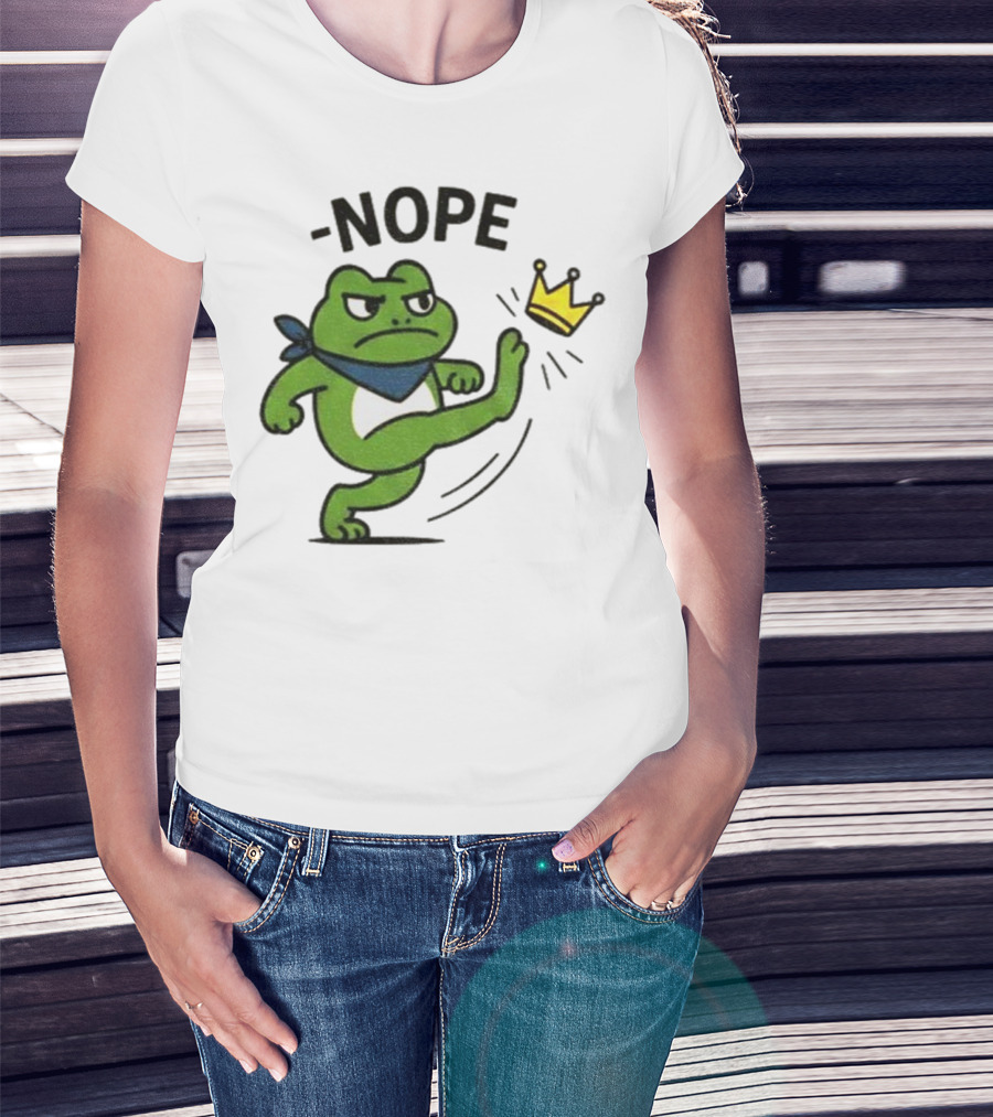 Portland Frog Nope Kicking Crown Political Meme T-Shirt