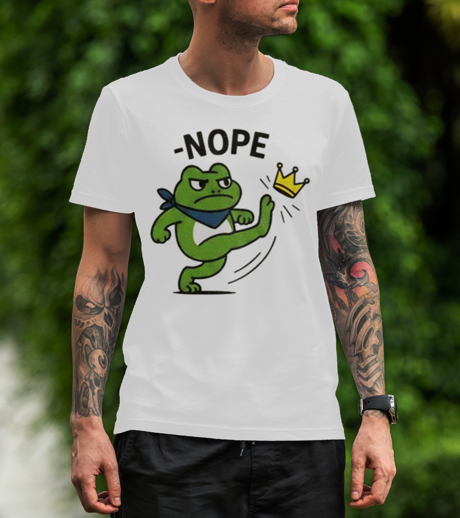 Portland Frog Nope Kicking Crown Political Meme T-Shirt