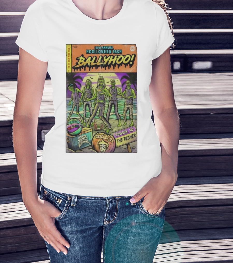 18th Annual Hoolloween Bash Ballyhoo October 17 2025 The Recher Towson MD Palm Trees Zombies T-Shirt