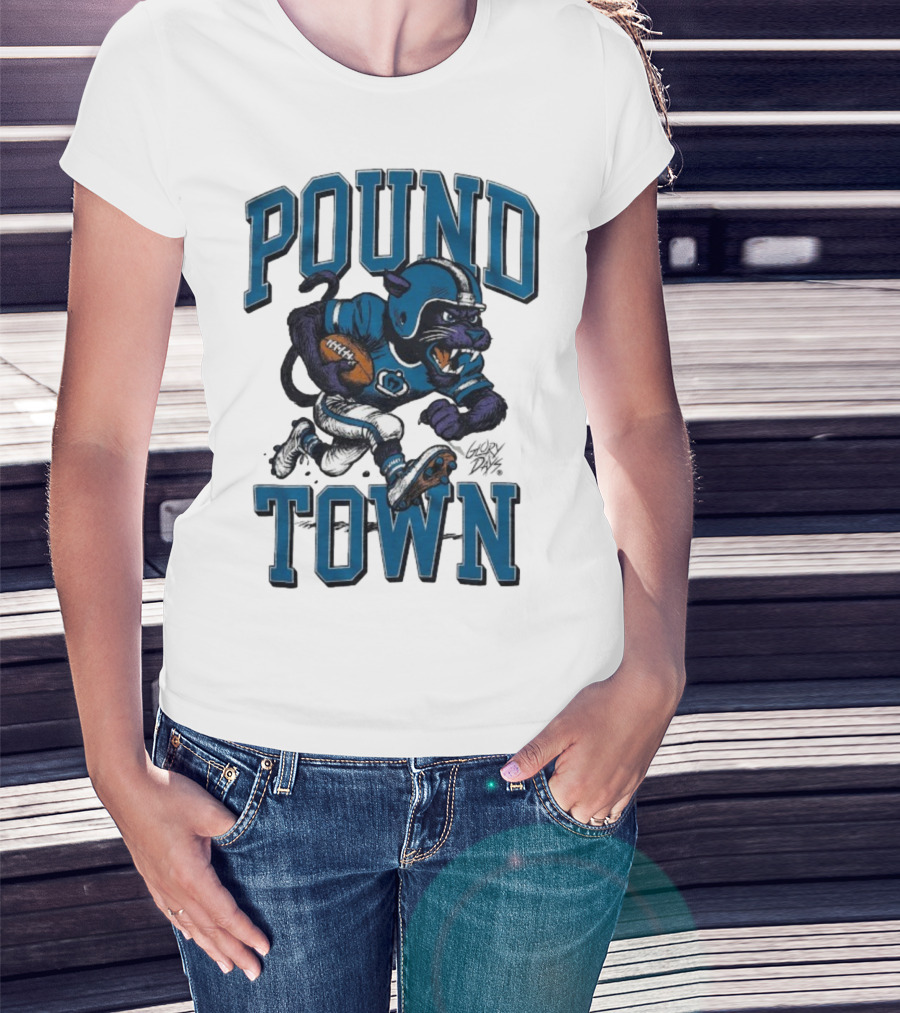 Carolina Panthers Pound Town Running Mascot Glory Days T-Shirt
