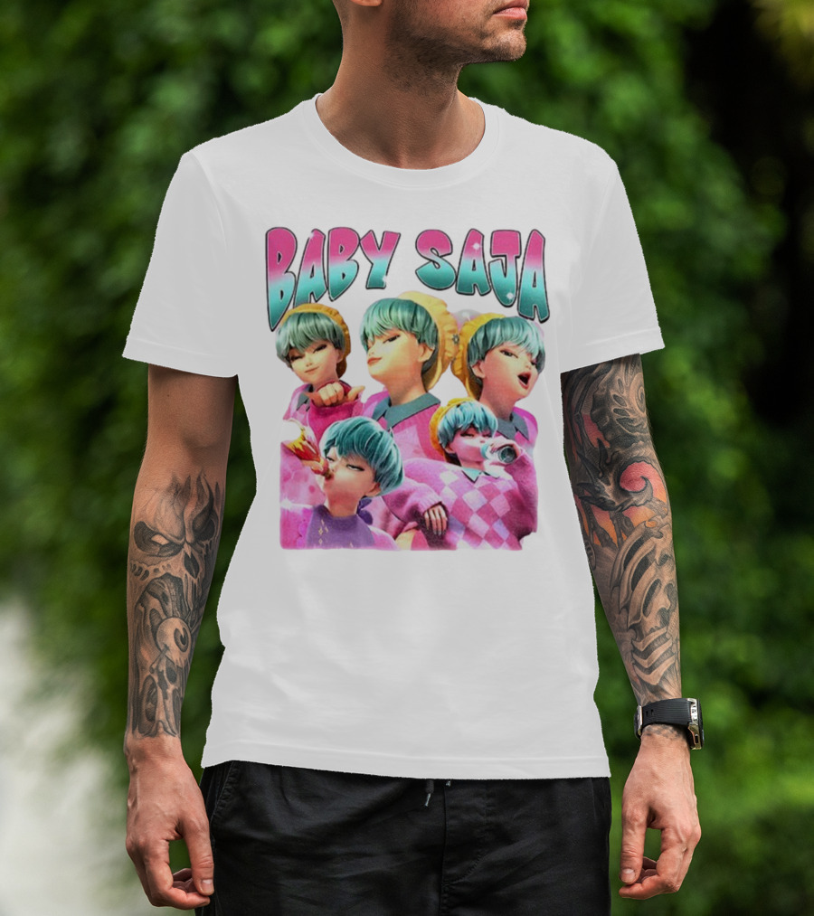 Baby Saja Drinking Soda Cool Anime Character Theme T-Shirt