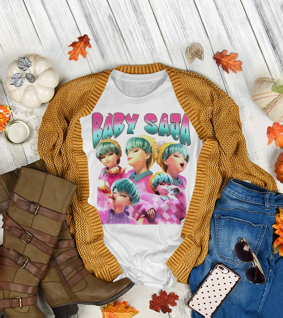 Baby Saja Drinking Soda Cool Anime Character Theme T-Shirt