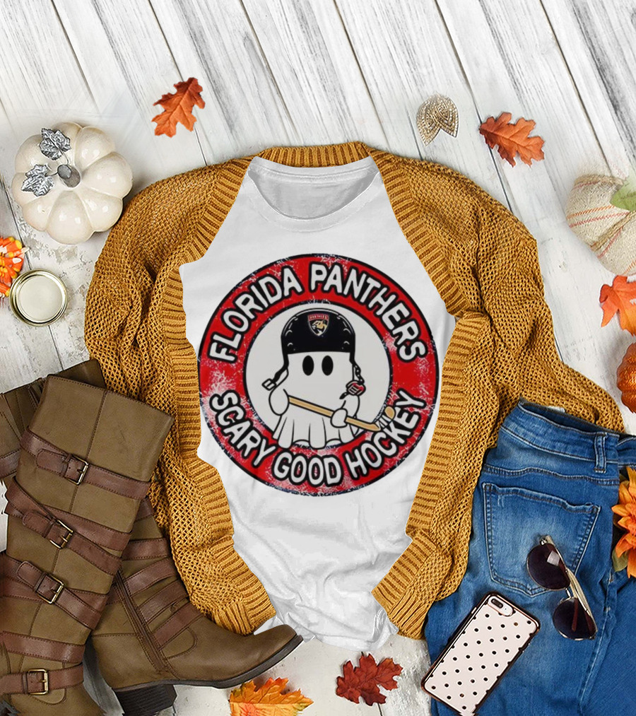 Florida Panthers Scary Good Hockey Ghost With Stick And Helmet T-Shirt