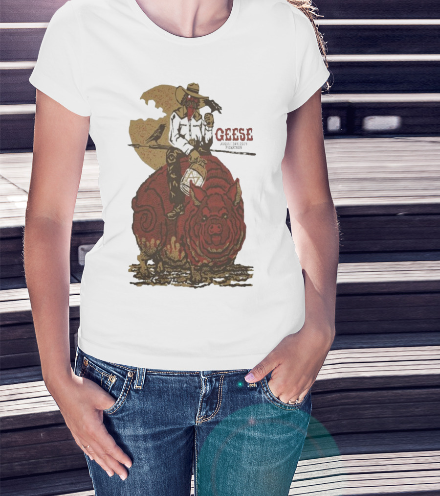 Geese World Live Show 2025-2026 Tour Cowboy Western Pig-Rider Vintage Style T-Shirt