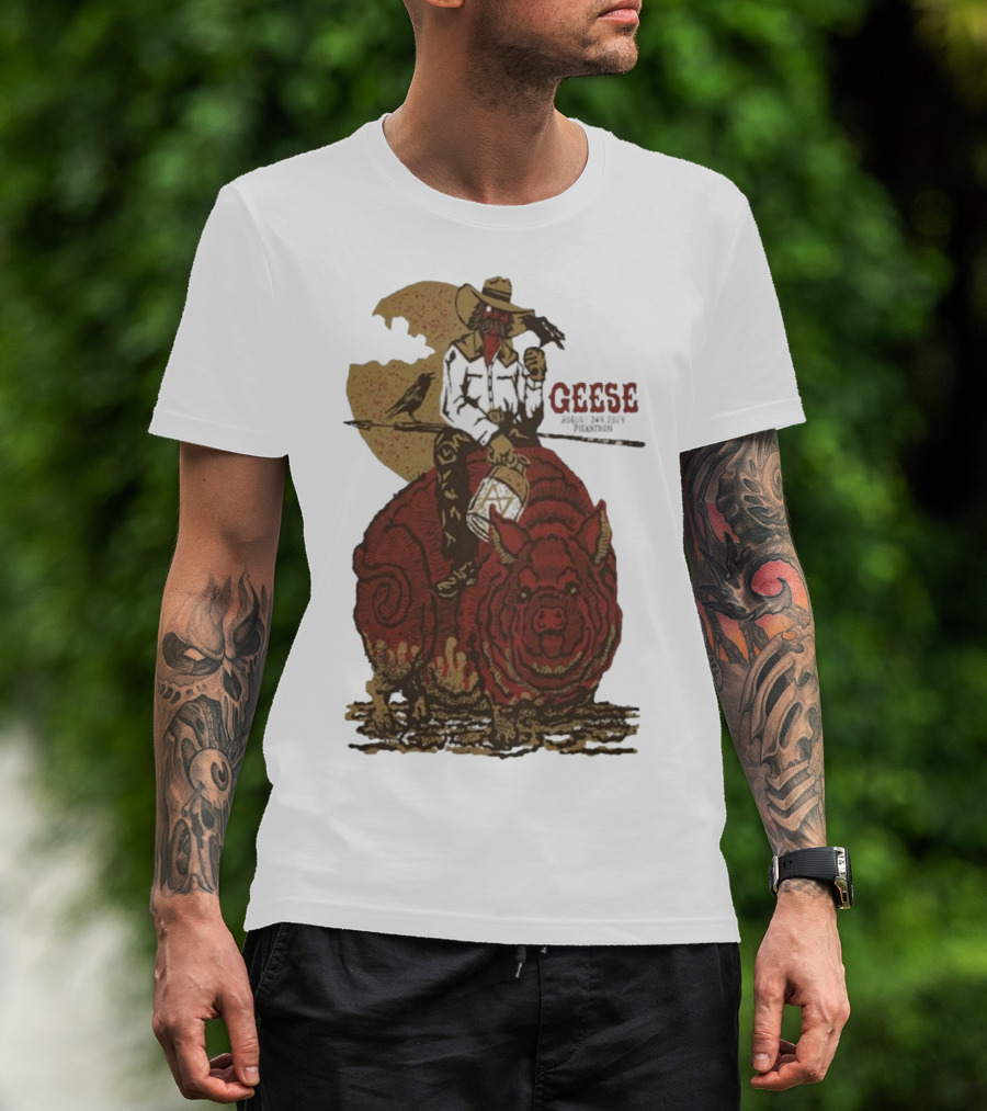 Geese World Live Show 2025-2026 Tour Cowboy Western Pig-Rider Vintage Style T-Shirt