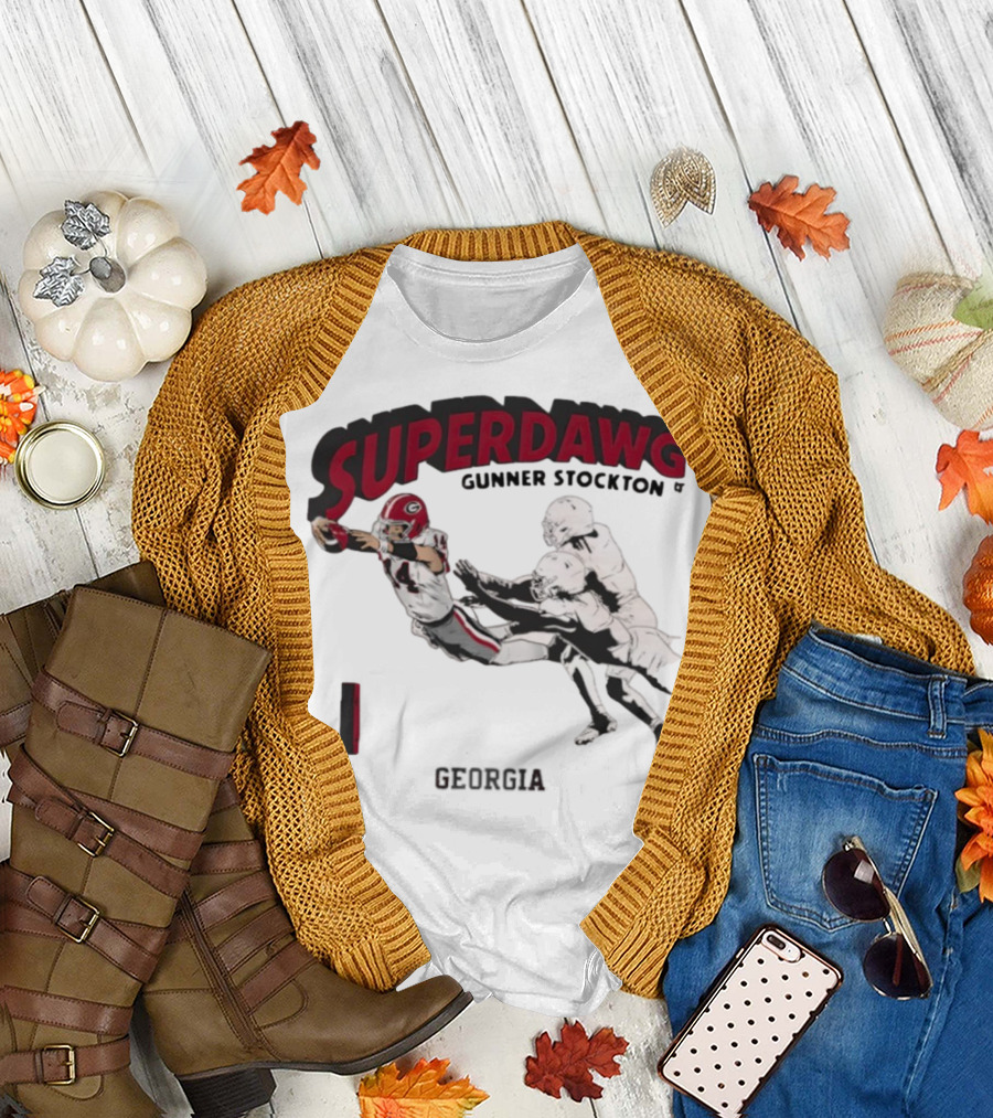 SuperDawg Gunner Stockton Georgia Football Player Action T-Shirt
