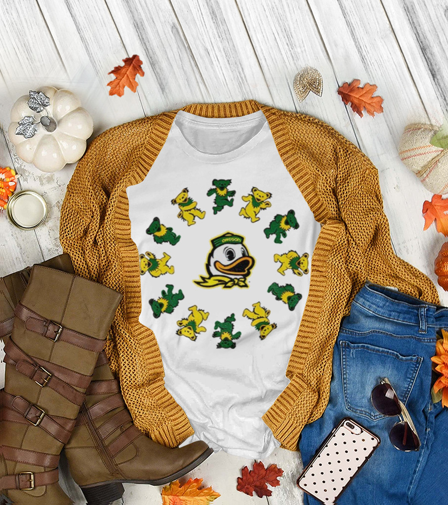 Oregon Ducks Grateful Dead Dancing Bears Circle T-Shirt