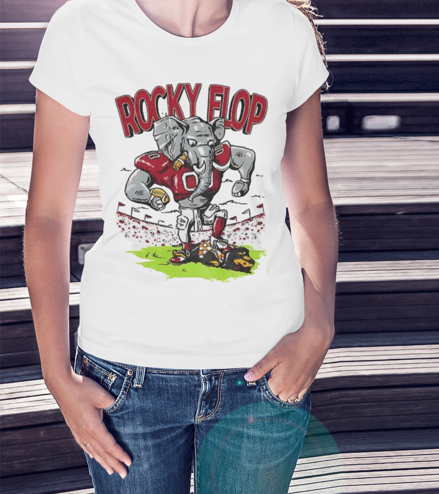 Rocky Flop Alabama Crimson Tide Football Elephant Dominating Georgia Bulldogs T-Shirt