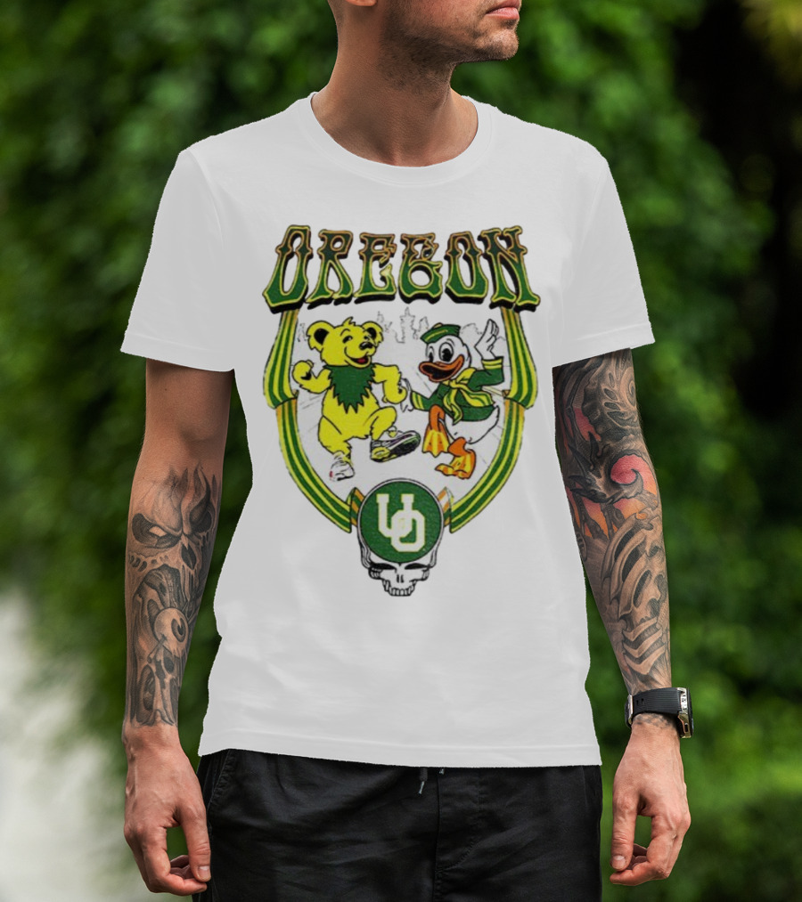 Oregon Ducks Grateful Dead Dancing Bear X Donald Duck Collaboration T-Shirt