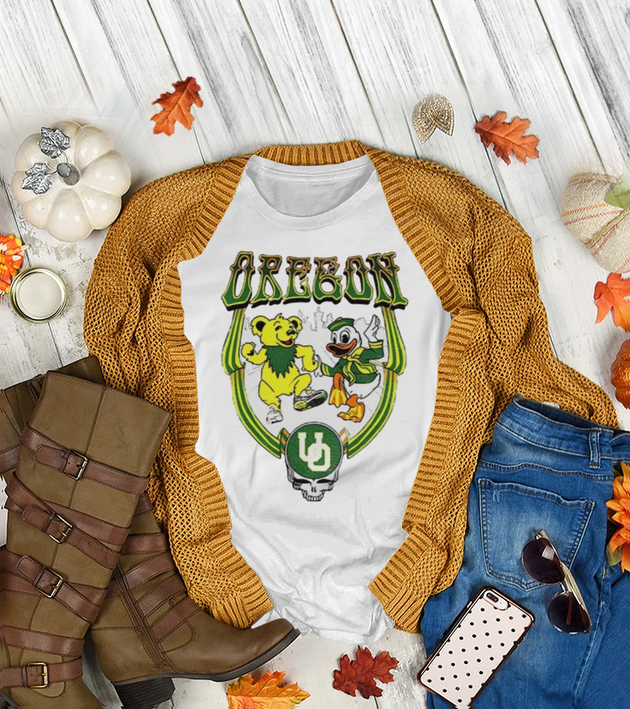 Oregon Ducks Grateful Dead Dancing Bear x Donald Duck Collaboration T-Shirt