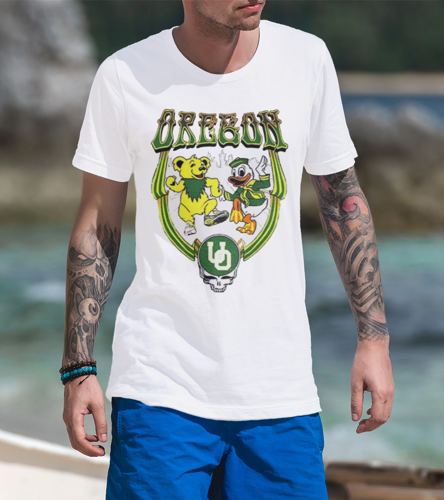 Oregon Ducks Grateful Dead Dancing Bear X Donald Duck Collaboration T-Shirt