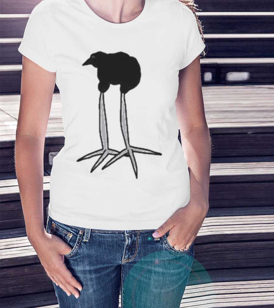 Zasha Charcoal Raven Bird Long Legs T-Shirt