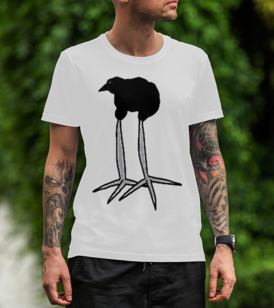 Zasha Charcoal Raven Bird Long Legs T-Shirt