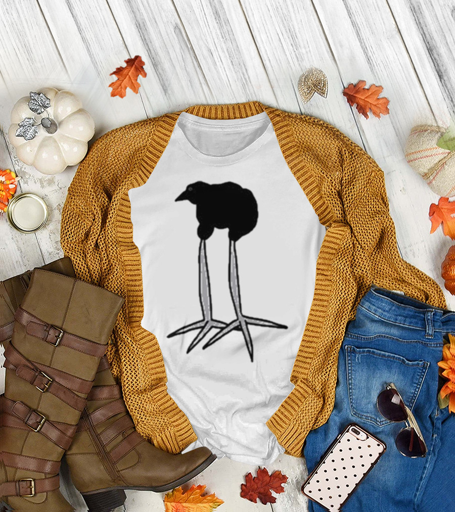 Zasha Charcoal Raven Bird Long Legs T-Shirt