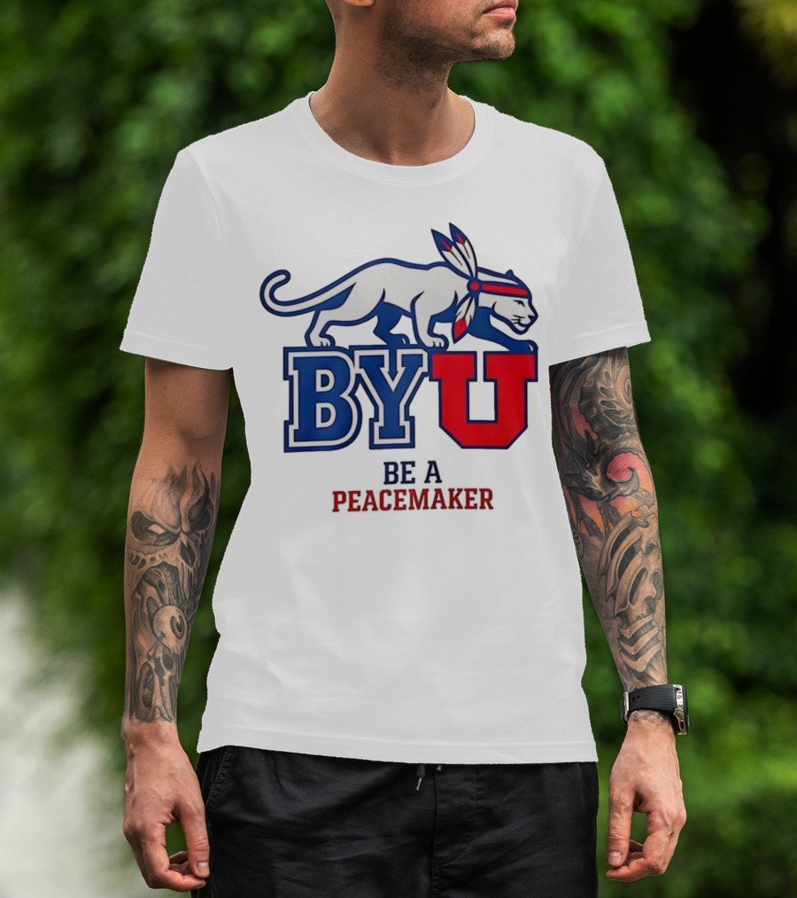 BYU Be A Peacemaker Cougar Logo T-Shirt