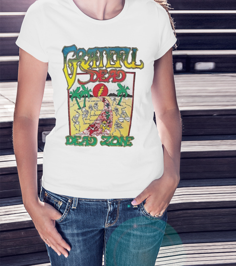 Grateful Dead Skeleton Dead Zone With Desert Scene And Dates T-Shirt