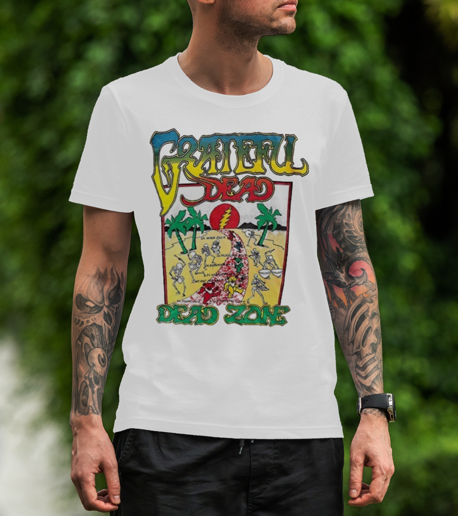 Grateful Dead Skeleton Dead Zone With Desert Scene And Dates T-Shirt