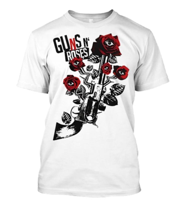 Guns N’ Roses 2025 World Tour Warsaw Red Roses And Pistols T-Shirt