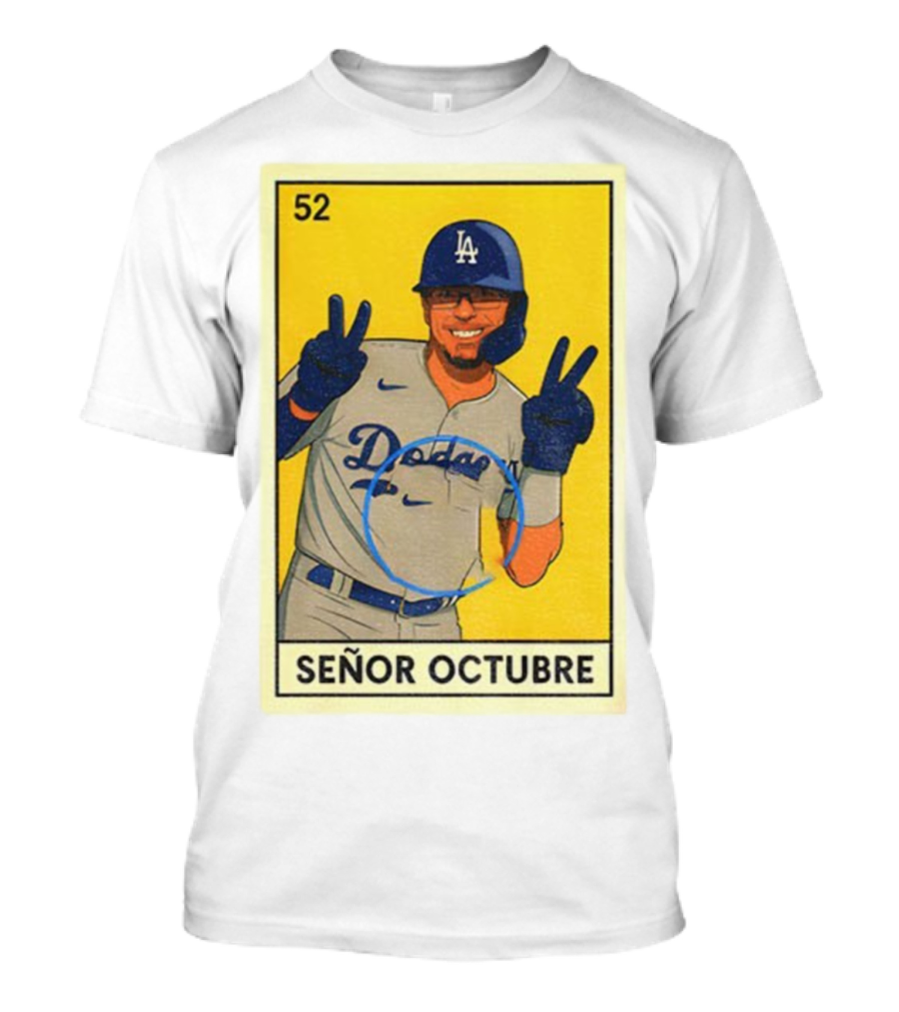 Señor Octubre Los Angeles Dodgers Kike Hernandez 52 MLB Baseball Card T-Shirt