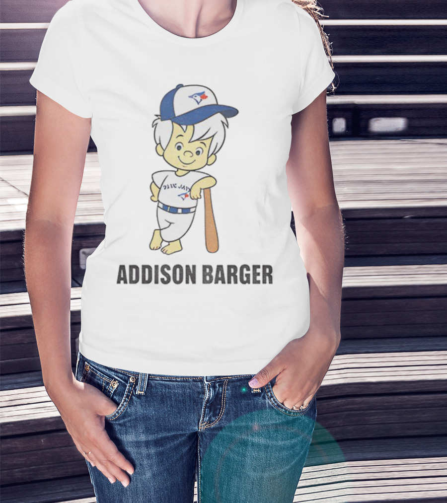 Toronto Blue Jays Addison Barger Illustration With Bat And Cap T-Shirt
