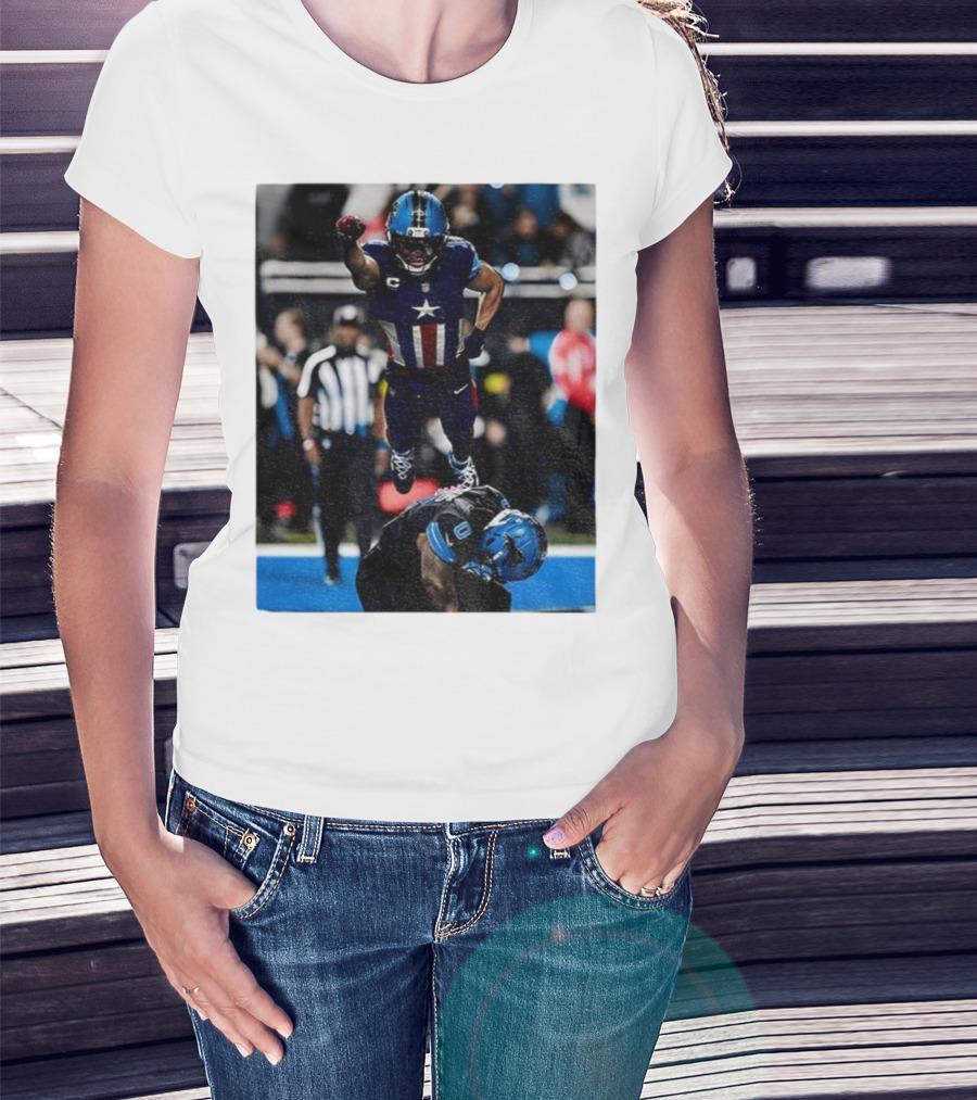 Detroit Lions Amon Ra St Brown Jahmyr Gibbs Captain America Spider-Man NFL Football T-Shirt