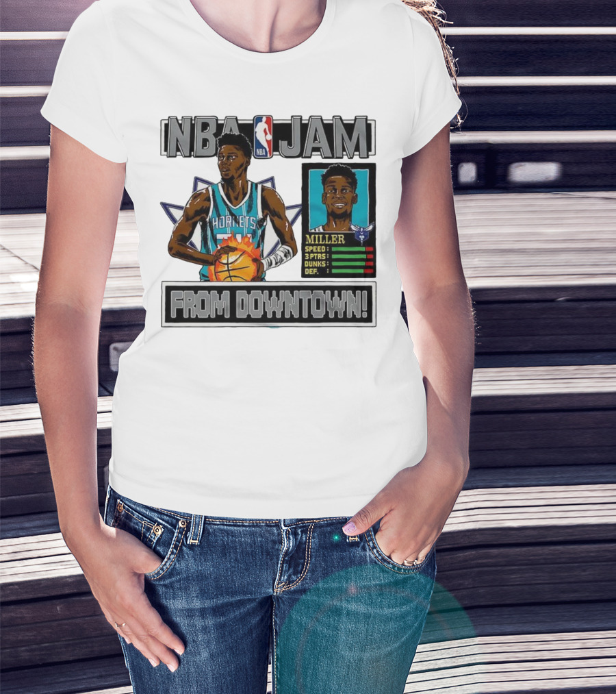 NBA Jam Brandon Miller Charlotte Hornets From Downtown Classic Video Game T-Shirt
