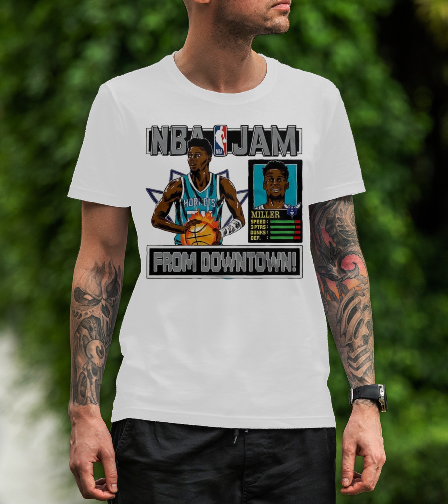 NBA Jam Brandon Miller Charlotte Hornets From Downtown Classic Video Game T-Shirt