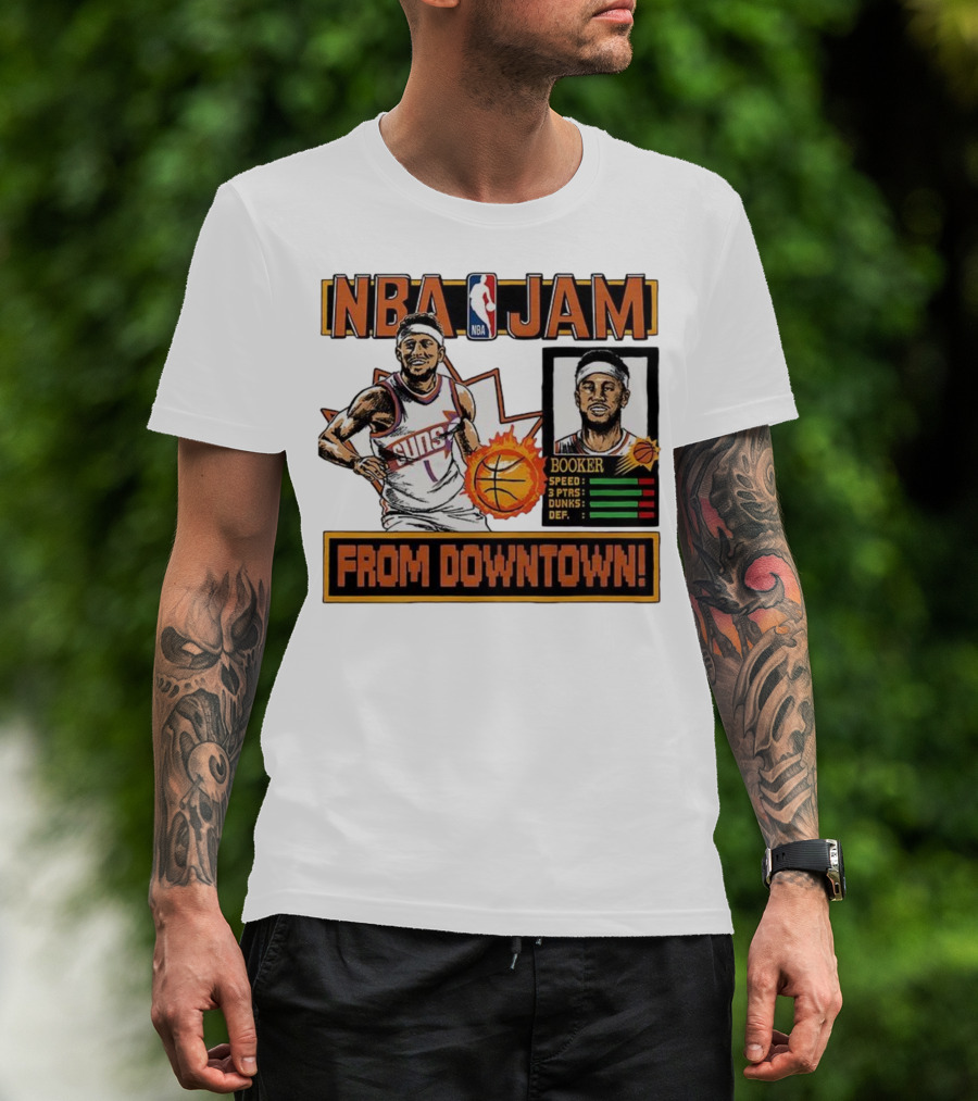 NBA Jam Devin Booker Suns From Downtown Classic Video Game T-Shirt