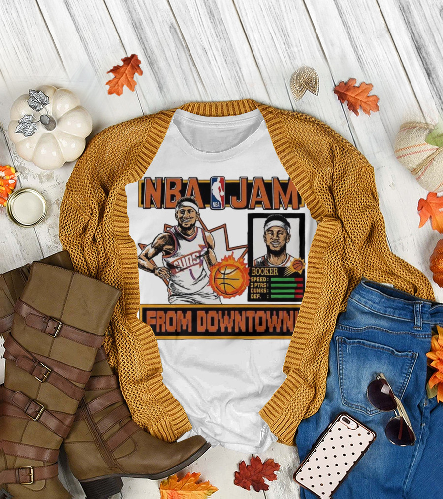 NBA Jam Devin Booker Suns From Downtown Classic Video Game T-Shirt