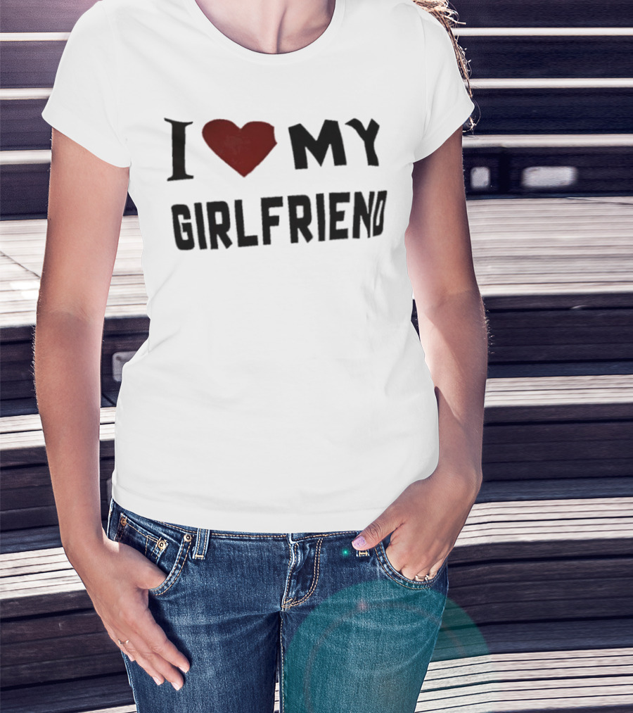 I Love My Girlfriend Heart Red T-Shirt