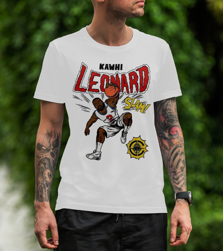 Kawhi Leonard Clippers Slam Comic Book Style Dunk Action T-Shirt