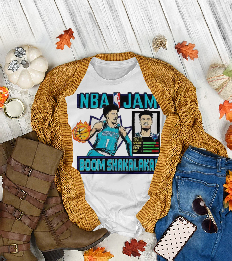 NBA Jam LaMelo Ball Charlotte Hornets Boom Shakalaka Classic Video Game T-Shirt