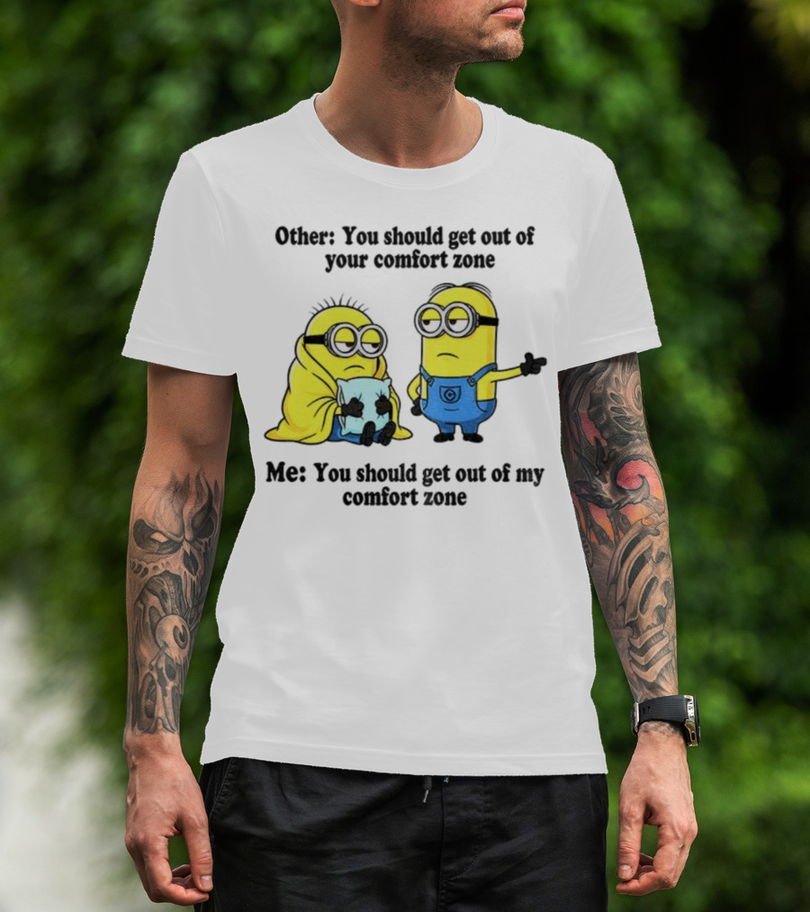 Minion Comfort Zone Quote With Blanket And Pajamas T-Shirt