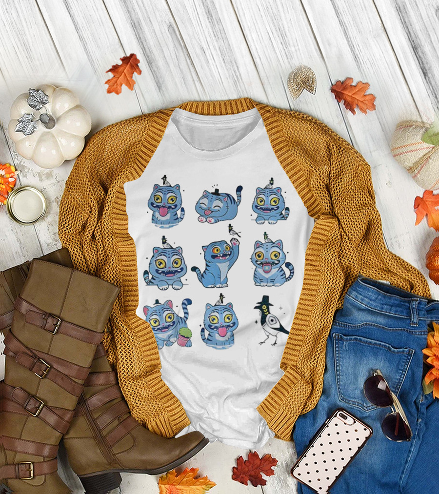 Tiger And Bird Cartoon Kpop Saja Boys Cute Expressions T-Shirt