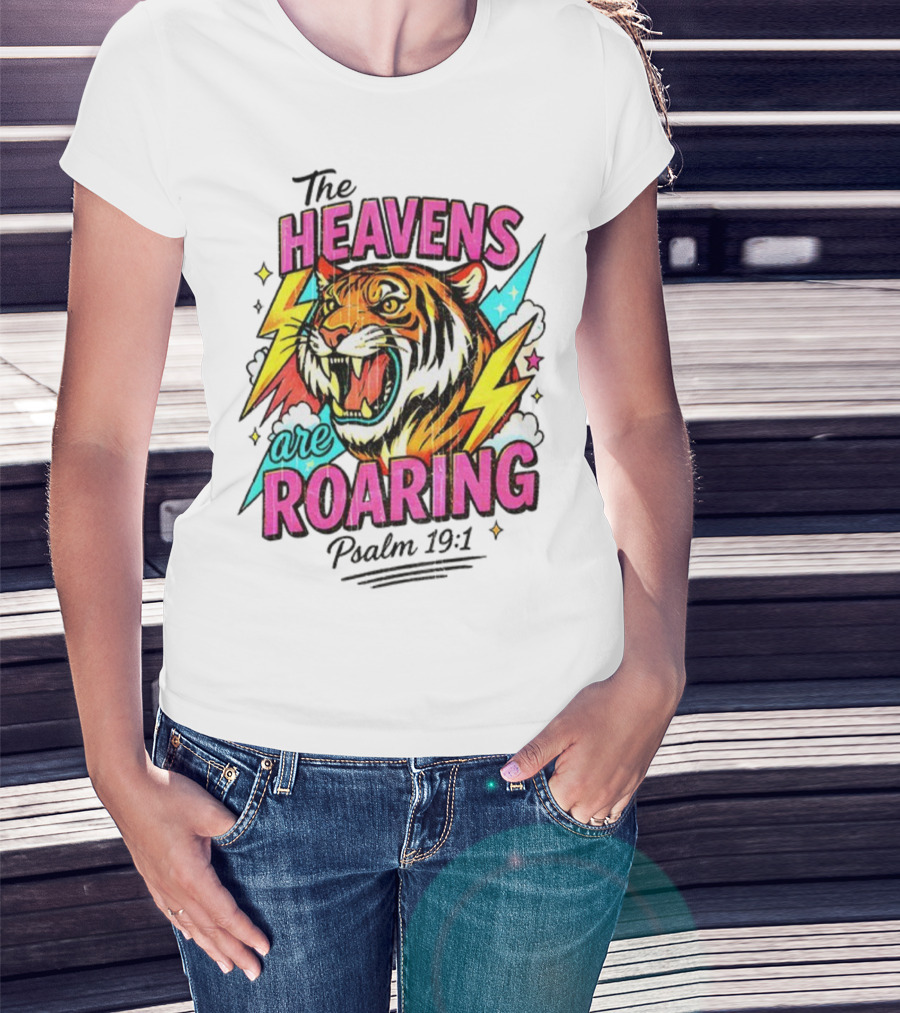 Tigers The Heavens Are Roaring Psalm 19:1 90s Style T-Shirt