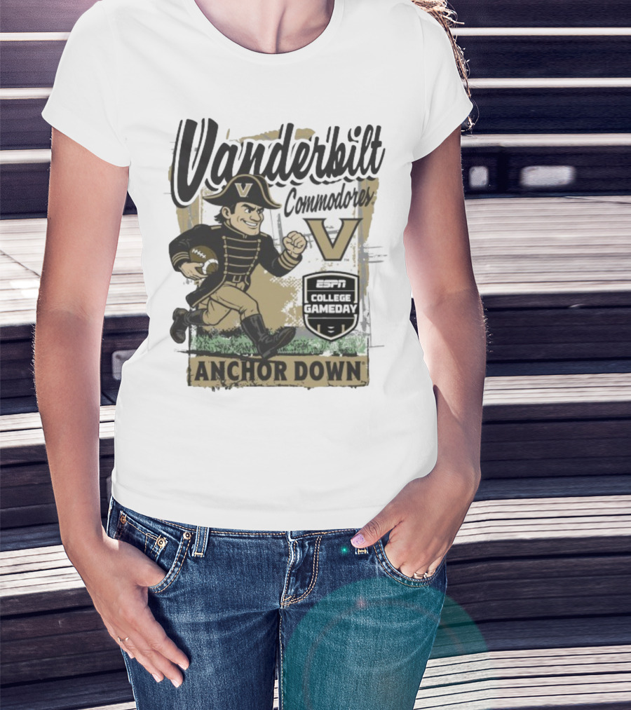Vanderbilt Commodores Anchor Down ESPN College Gameday 2025 Mascot T-Shirt