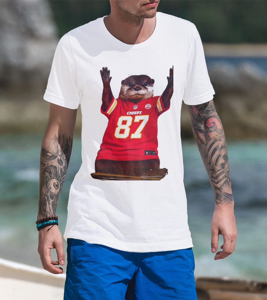 Travis Kelce 87 Kansas City Chiefs Sea Otter NFL Fan Jersey T-Shirt