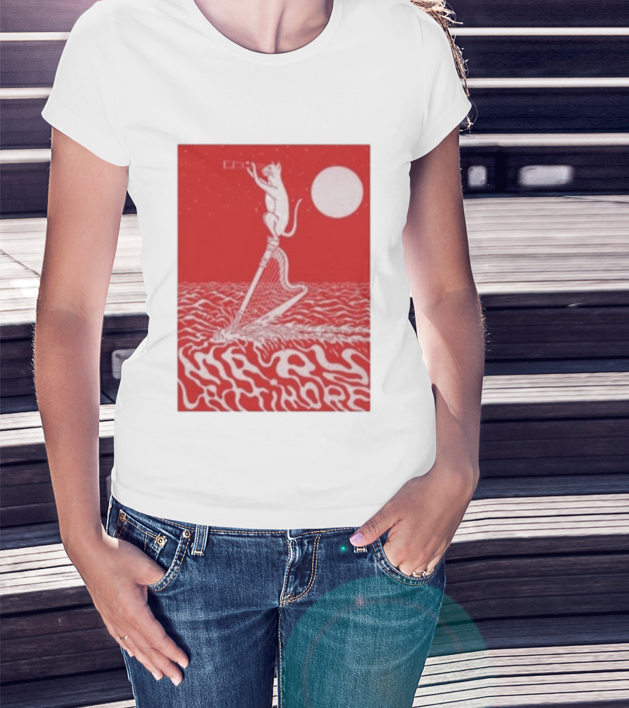Mary Lattimore Harp Cat Under Full Moon T-Shirt
