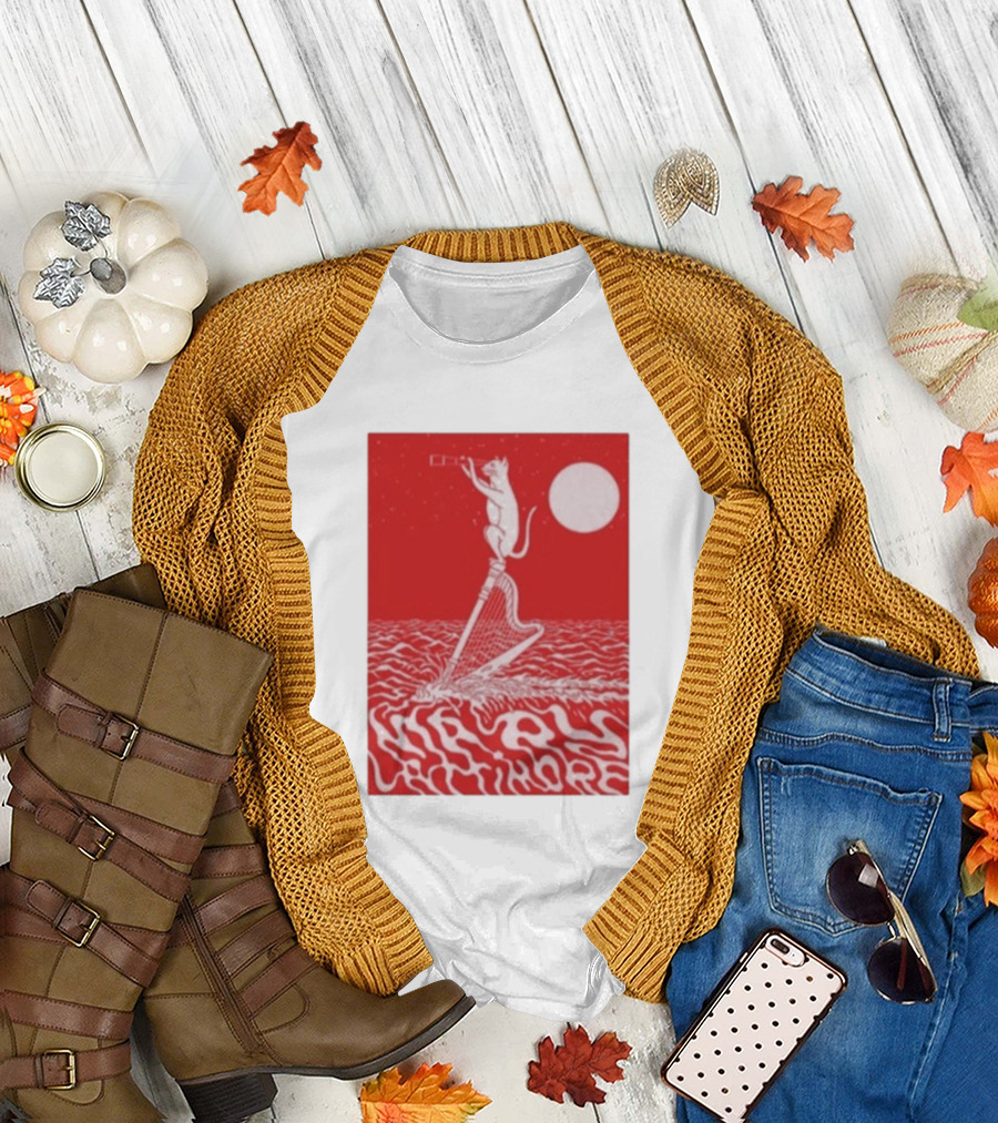 Mary Lattimore Harp Cat Under Full Moon T-Shirt