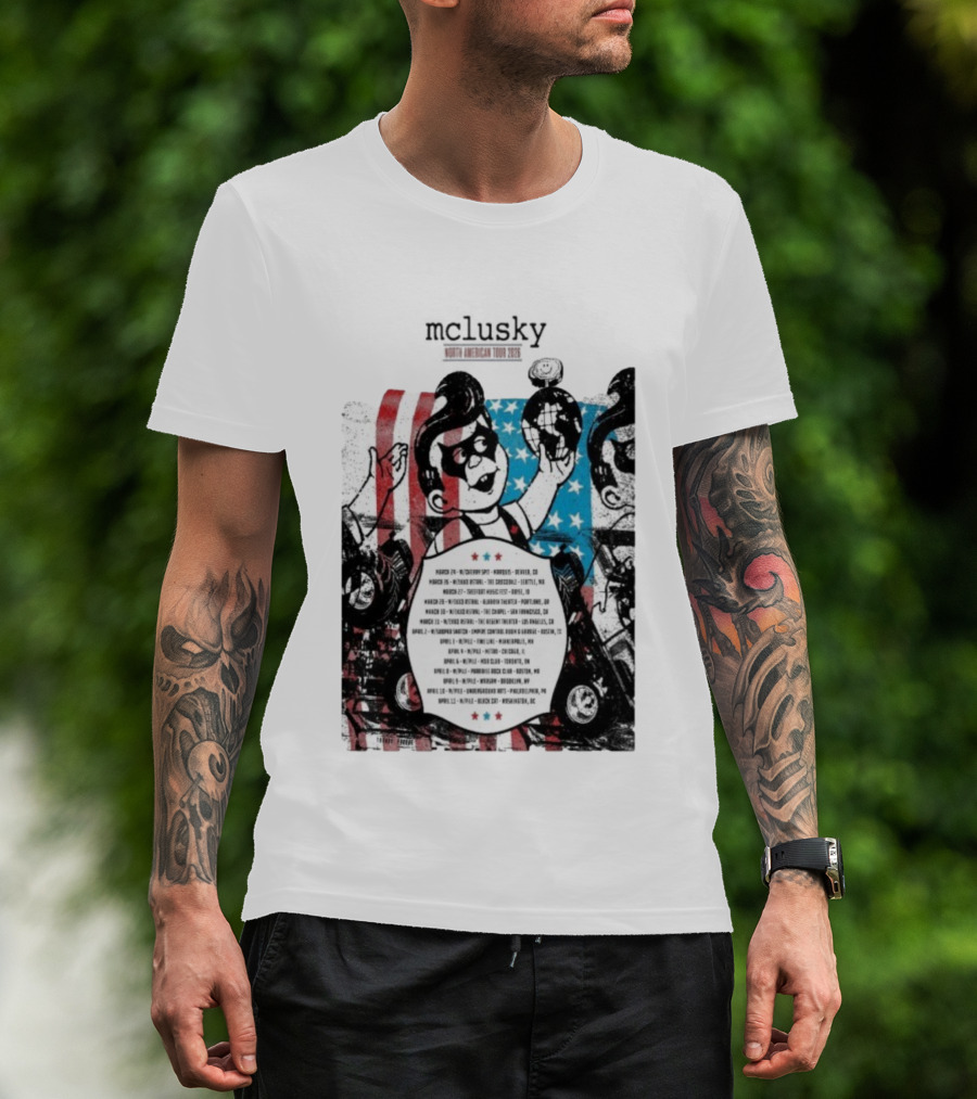 Mclusky North American 2026 Tour Red Blue Stripes March April Dates T-Shirt