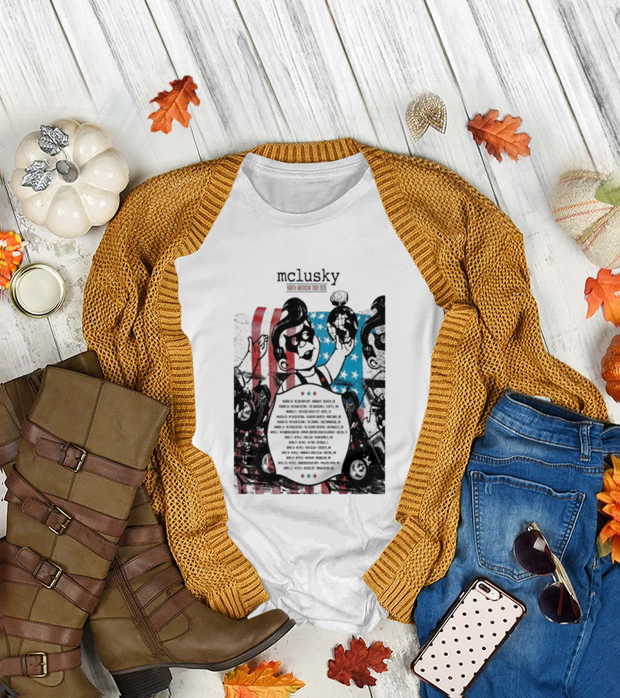 Mclusky North American 2026 Tour Red Blue Stripes March April Dates T-Shirt