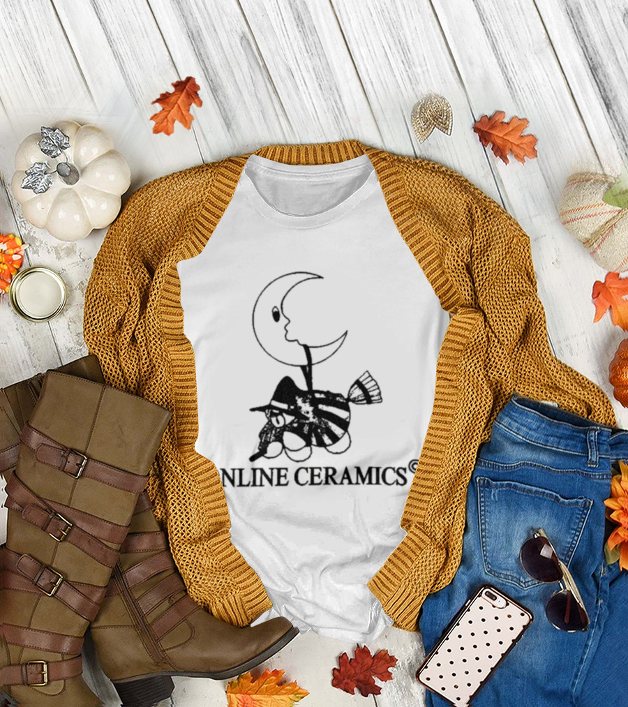 Online Ceramics Halloween Witch Moon T-Shirt