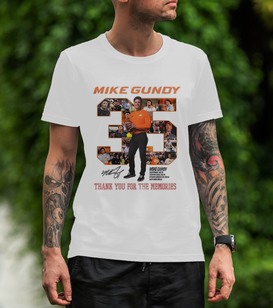 Mike Gundy 35 Years OSU Cowboy Football Thank You For The Memories T-Shirt