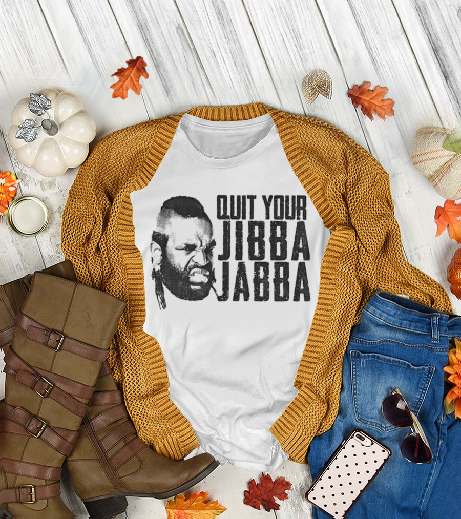 Quit Your Jibba Jabba Text with Iconic 80s Character Silhouette T-Shirt