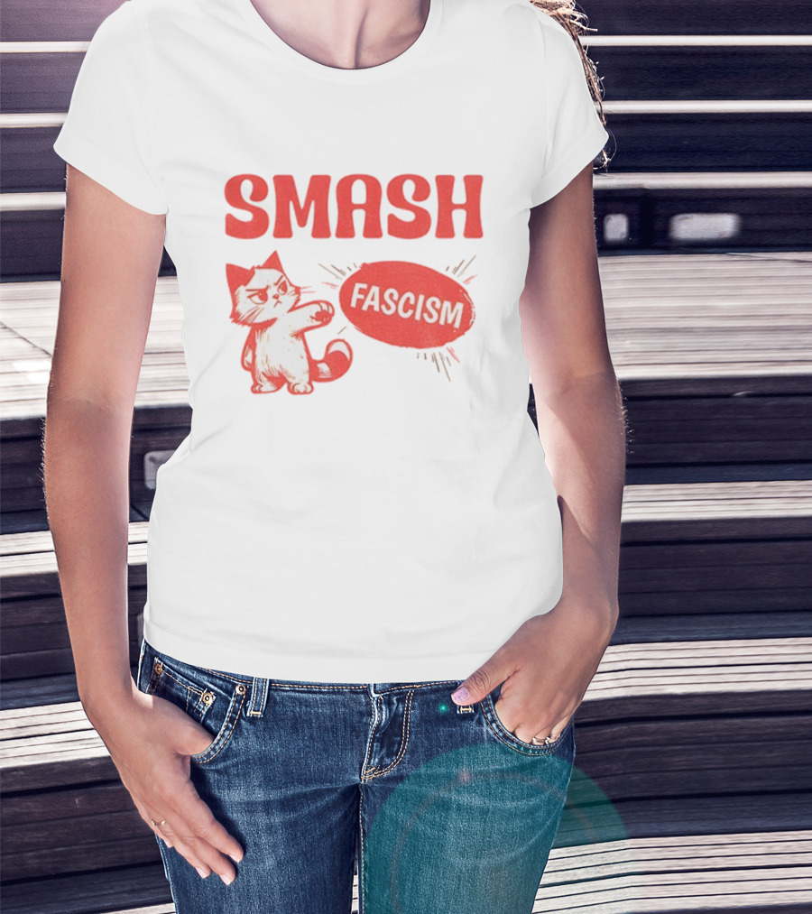 Smash Fascism Feminist Cat Paw Punch Activist Protest T-Shirt